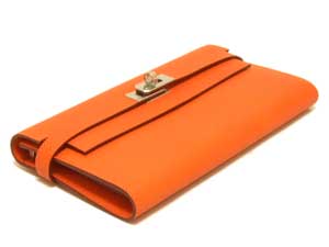 エルメス ケリーウォレット ロング/オレンジ×シルバー金具 he-ac-1622