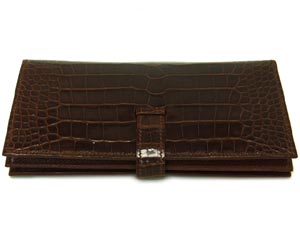 エルメス ベアン スフレ クロコダイル/アメジスト×シルバー金具 he-ac-1143