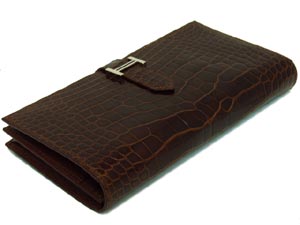エルメス ベアン スフレ クロコダイル/アメジスト×シルバー金具 he-ac-1143
