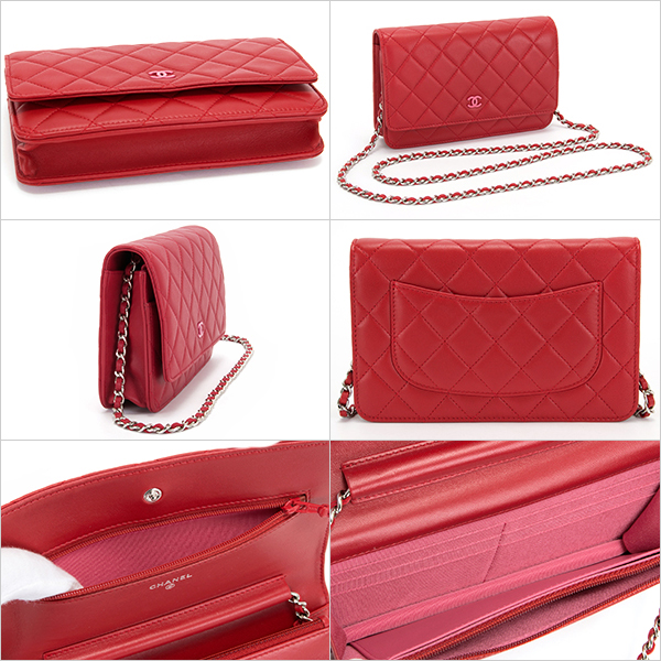 ブランドシャネル CHANEL バッグ レディース ショルダーバッグ チェーンショルダーバッグ チェーンウォレット マトラッセ レッド A33814 Y25018 C7502