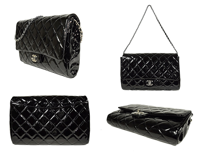CHANEL/シャネル  mエナメル　マトラッセシングルチェーンショルダーバッグブラック×シルバー金具 A65051