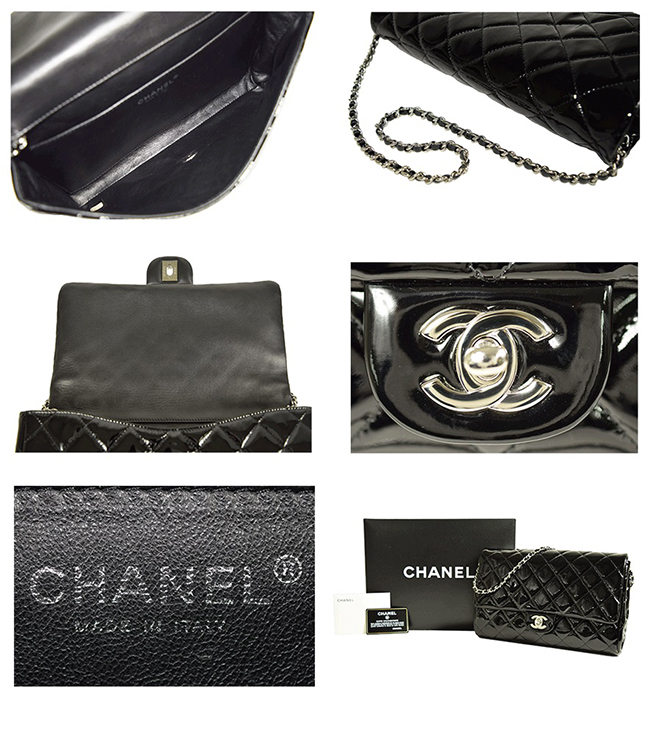 CHANEL/シャネル  mエナメル　マトラッセシングルチェーンショルダーバッグブラック×シルバー金具 A65051