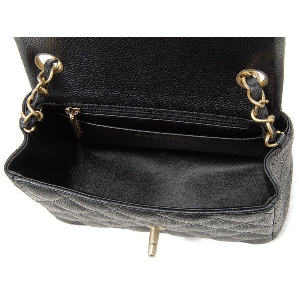 CHANEL シャネル ミニマトラッセ チェーンショルダーバッグ キャビアスキン ブラック ゴールド金具 A35200
