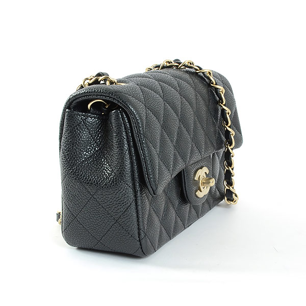 ブランドCHANEL シャネル ミニマトラッセ チェーンショルダーバッグ キャビアスキン ダークグレー/ゴールド金具 A69900