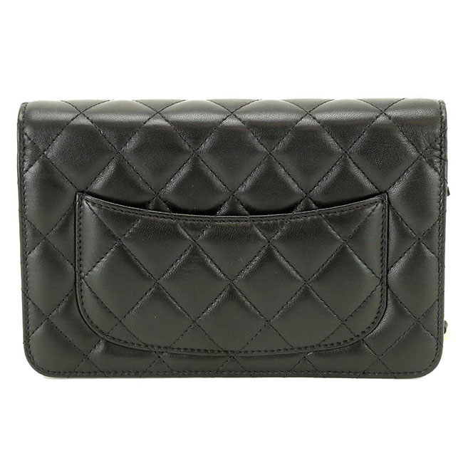 シャネル CHANEL マトラッセ チェーン ウォレット 財布 ブラック レザー A33814