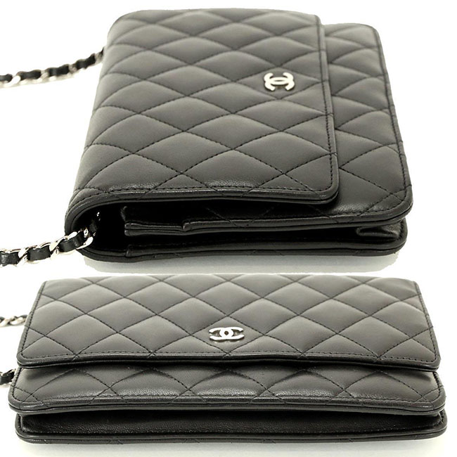 シャネル CHANEL タイムレスクラシック チェーン ウォレット 長財布 ブラック レザー A33814