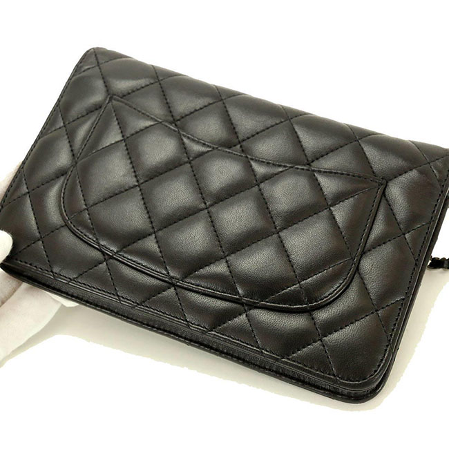 シャネル CHANEL タイムレスクラシック チェーン ウォレット 長財布 ブラック レザー A33814