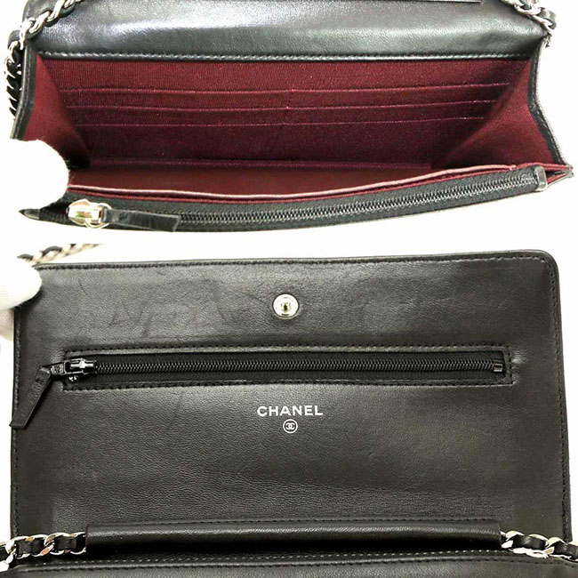 シャネル CHANEL タイムレスクラシック チェーン ウォレット 長財布 ブラック レザー A33814