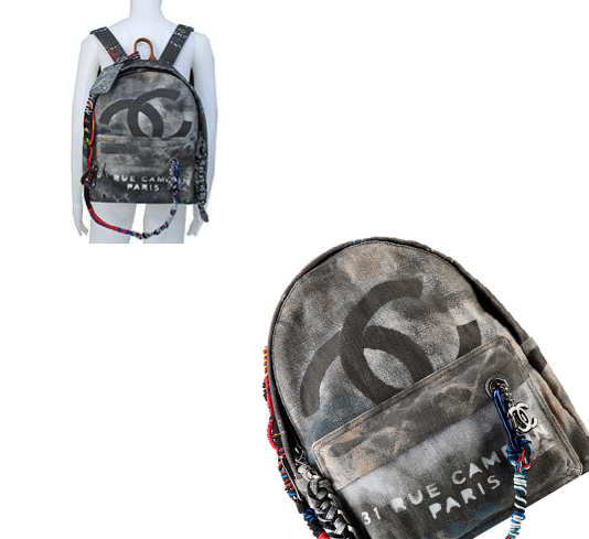 シャネル　CHANEL　2014SSコレクション　グラフィティ リュックサック バックパック キャンバス グレー A92352