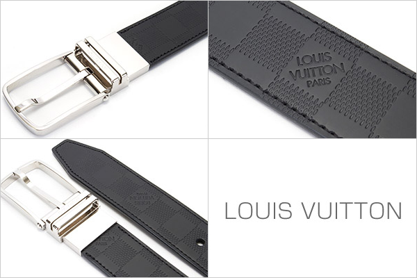 ルイヴィトン LOUIS VUITTON ベルト メンズベルトサンチュール・ボストン 35mm リバーシブル 100cm ダミエアンフィニ M9674S