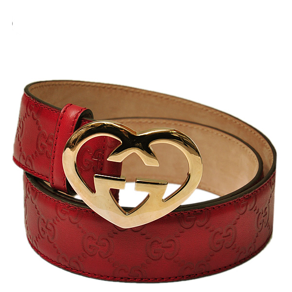 GUCCI グッチ ハートシェープインターロッキング Gバックル グッチシマ ベルト ディープレッド 245856 AA61G 6236