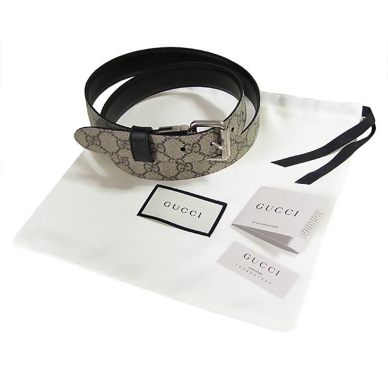 グッチ GUCCI ベルト リバーシブル レザー&GGスプリームキャンバス ベージュ×ブラック 387035 BTTAN 8775