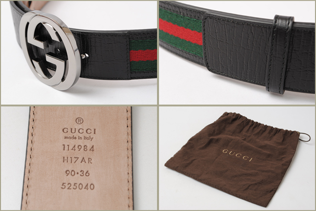 グッチ ベルト メンズ GUCCI シェリーライン　グリーン/レッド　ブラック　114984 H17AR 8498　アパレル アウトレット
