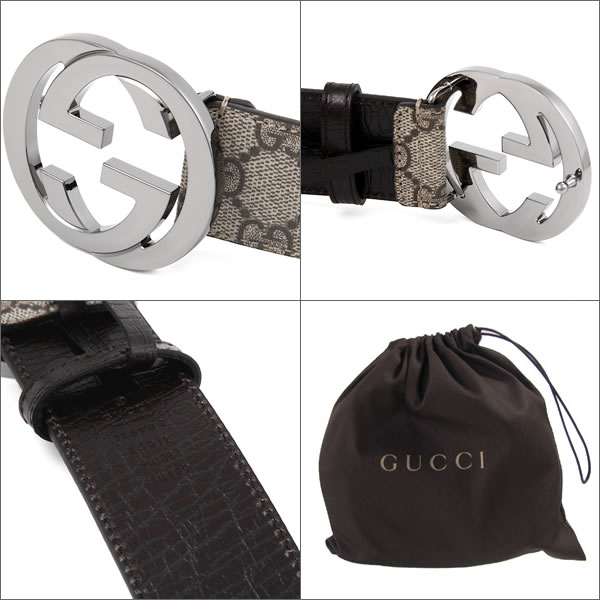 グッチベルト GUCCI Gバックル メンズベルト ベージュ×ダークブラウン 114984-KGD1R-9643