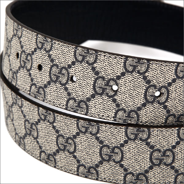 グッチベルト GUCCI Gバックル メンズベルト ベージュ×ネイビー 114984-KGD1R-4075