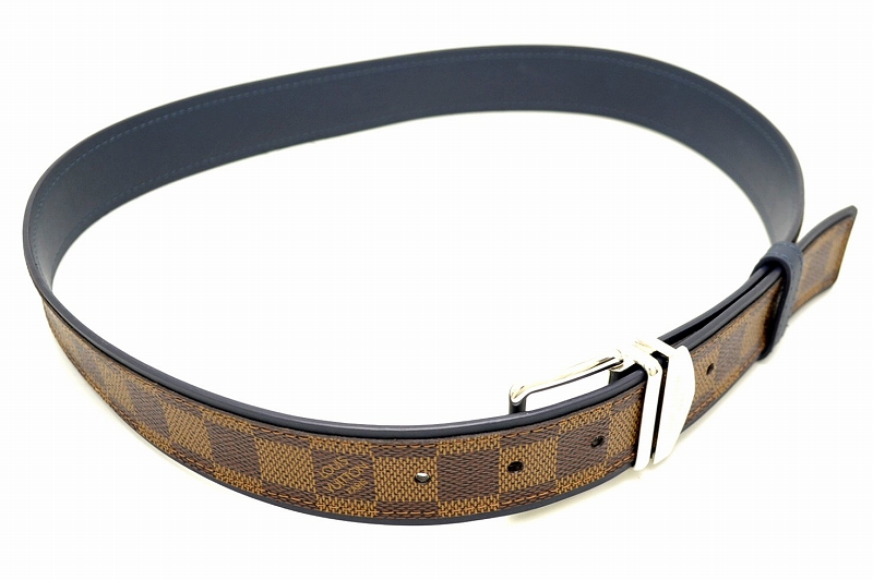 LOUIS VUITTON ルイ ヴィトン ダミエ サンチュール シドニー ベルト レザー シルバーバックル M9568V