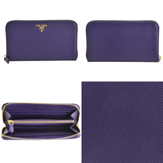 PRADA/プラダ 型押しカーフスキン ラウンドファスナー長財布 1M0506 QWA 030