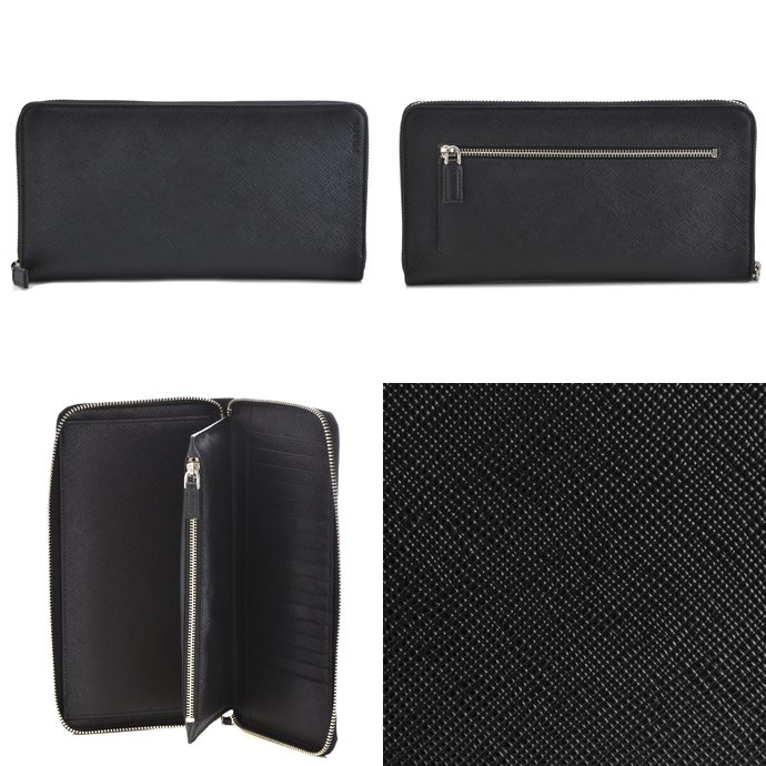 プラダ PRADA 2015年秋冬新作 型押しカーフスキン メンズ ラウンドファスナー長財布 2ML220 053 002
