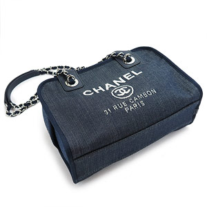 シャネル ハンドバッグ CHANEL チェーンショルダーバッグ/ボウリングバッグ ドーヴィル ココマーク デニム ネイビー A92749 Y10472 2A183