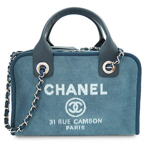 シャネル ハンドバッグ CHANEL チェーンショルダーバッグ/ボウリングバッグ ドーヴィル ココマーク デニム ライトネイビー A92749 Y10472 BLUE