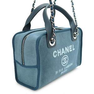 シャネル ハンドバッグ CHANEL チェーンショルダーバッグ/ボウリングバッグ ドーヴィル ココマーク デニム ライトネイビー A92749 Y10472 BLUE