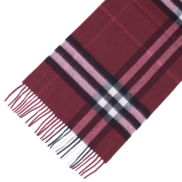 バーバリー BURBERRY カシミアマフラー GIANT ICON プラムチェック 3994153 168:CS 5020B PLUM CHK