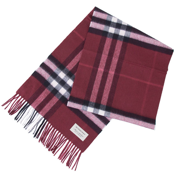 バーバリー BURBERRY カシミアマフラー GIANT ICON プラムチェック 3994153 168:CS 5020B PLUM CHK
