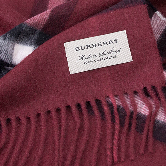バーバリー BURBERRY カシミアマフラー GIANT ICON プラムチェック 3994153 168:CS 5020B PLUM CHK