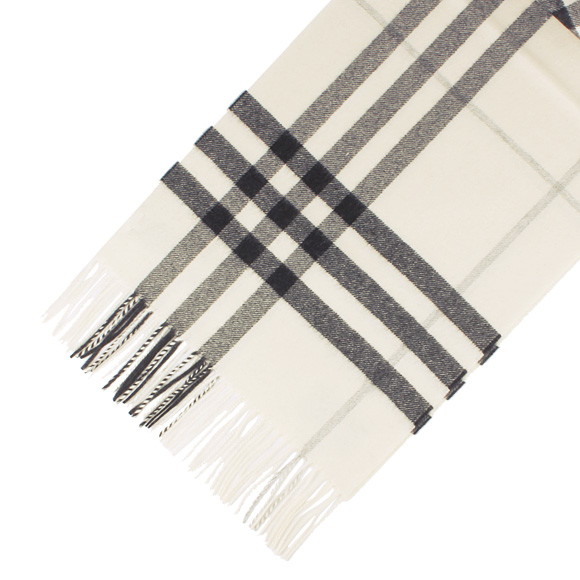 バーバリーマフラー BURBERRY カシミアマフラー GIANT ICON ナチュラルホワイトチェック 3994123 168:CS 1030B NATURAL WHITE CHK 