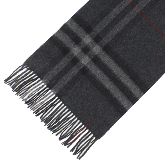 バーバリーマフラー BURBERRY カシミアマフラー チャコールチェック MU GIANT ICON168 3913731 0260B CHARCOAL CHECK 