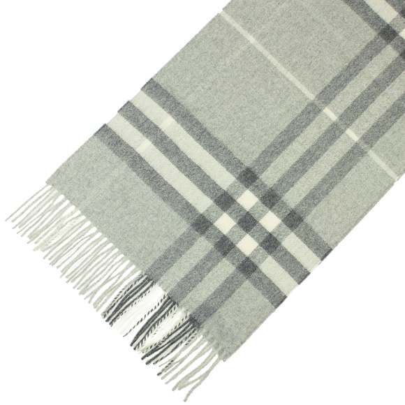 バーバリーマフラー BURBERRY カシミアマフラー ペールグレーチェック GIANT ICON 3994165 168:CS 0530B PALE GREY