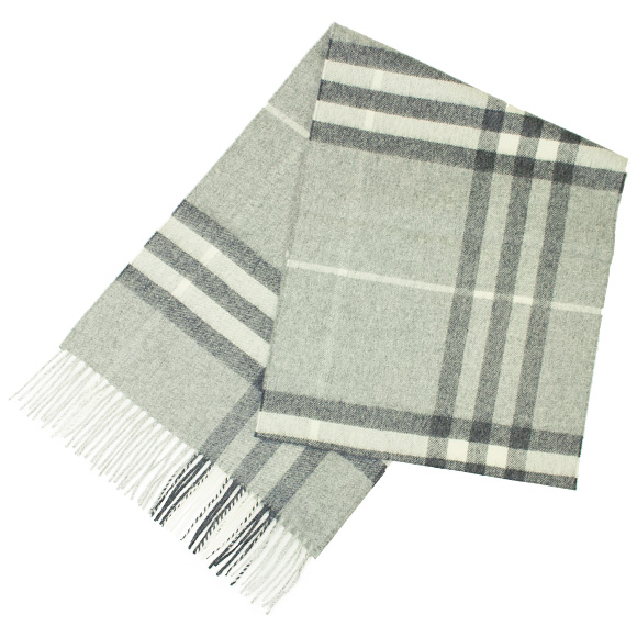 バーバリーマフラー BURBERRY カシミアマフラー ペールグレーチェック GIANT ICON 3994165 168:CS 0530B PALE GREY