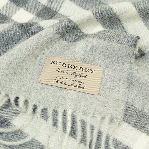 バーバリーマフラー BURBERRY カシミアマフラー ペールグレーチェック GIANT ICON 3994165 168:CS 0530B PALE GREY