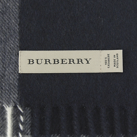 バーバリー BURBERRY カシミアマフラー ネイビーチェック MU HALF MEGA CHECK 3878937/4031054 SCARF:CS 4100B NAVY CHECK 