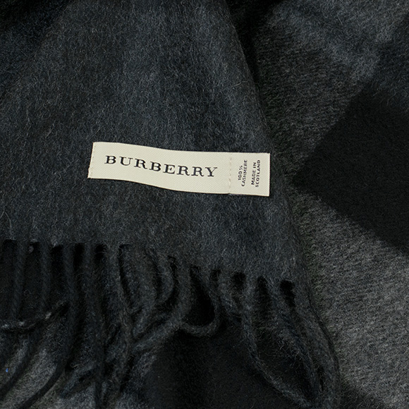 バーバリー BURBERRY カシミアマフラー チャコールチェック MU HALF MEGA CHECK 3957669/4031051 SCARF:CS 0260C CHARCOAL CHECK