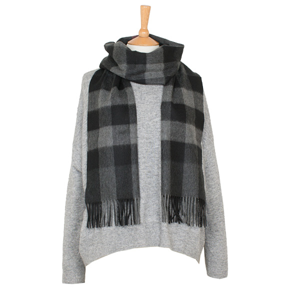 バーバリー BURBERRY カシミアマフラー チャコールチェック MU HALF MEGA CHECK 3957669/4031051 SCARF:CS 0260C CHARCOAL CHECK