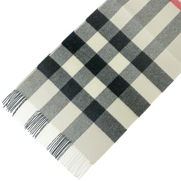 バーバリー BURBERRY カシミアマフラー ストーンチェック MU HALF MEGA CHECK 3994138 CS 2501B STONE