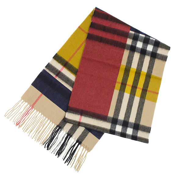 バーバリー BURBERRY カシミアマフラー MU M COL ダークキャメルチェック 3945941 CS:AARQX 2040B DARK CAMEL CHECK
