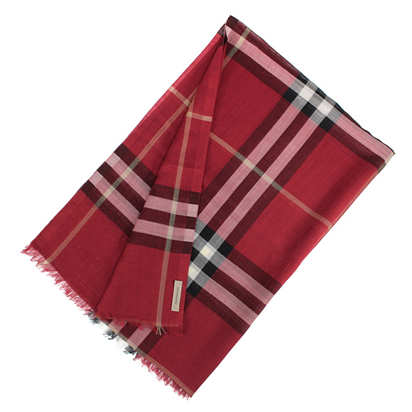 バーバリー BURBERRY ストール シルク混ストール GAUZE GIANT CHK パレードレッドチェック 3954620 CHK:AALKT 6045B PARADE RED CHECK