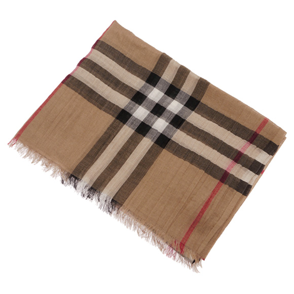 バーバリー BURBERRY シルク混ストール GAUZE GIANT CHK キャメルチェック 3743232 CHK:AALKT 2310C CAMEL CHECK 