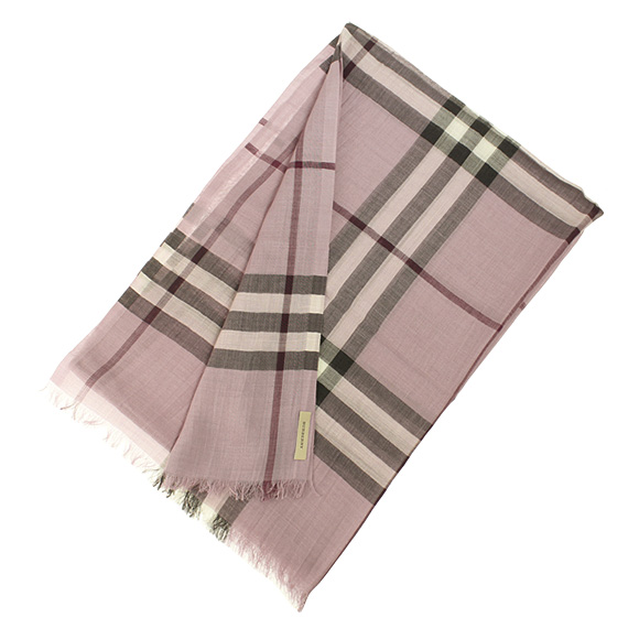 バーバリー BURBERRY ストール シルク混ストール ピンクヘザーチェック MU GAUZE GIANT CHK 3931673 6553B PINK HEATHER CHECK