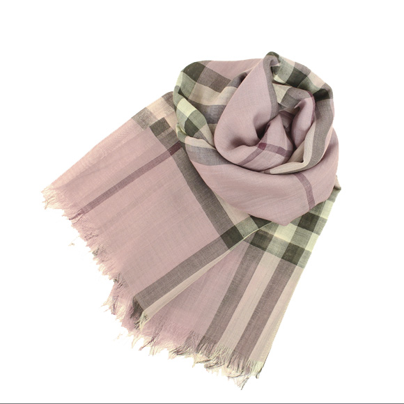 バーバリー BURBERRY ストール シルク混ストール ピンクヘザーチェック MU GAUZE GIANT CHK 3931673 6553B PINK HEATHER CHECK