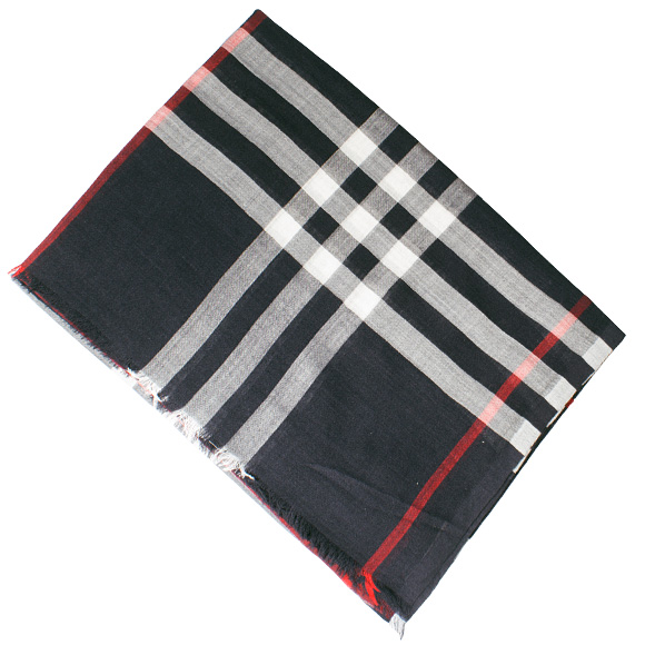 バーバリー BURBERRY シルク混ストール GAUZE GIANT CHK ネイビーチェック 3995485 4100B NAVY CHECK