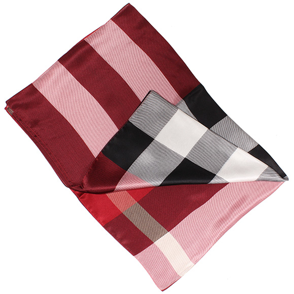 バーバリー BURBERRY シルクストール COLOUR CHECK SQUARE CORE OBLONG パレードレッドチェック 3955269 AAJBQ 6045B 