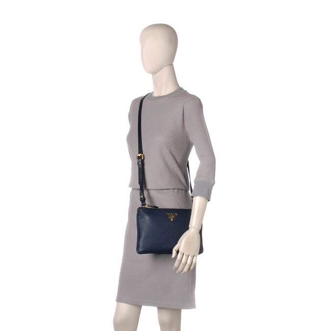 プラダ PRADA 2017年春夏新作 カーフスキン ショルダーバッグ ネイビー系 バッグ BAG 1BH046 2BBE 216