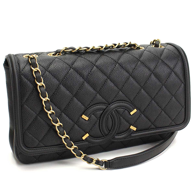 シャネル (CHANEL) チェーンショルダーフラッバッグブラック レディース A93341