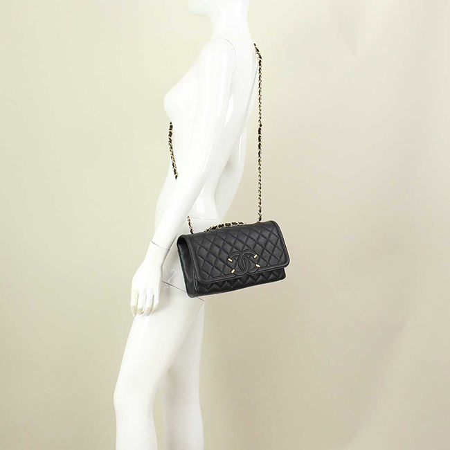 シャネル (CHANEL) チェーンショルダーフラッバッグブラック レディース A93341
