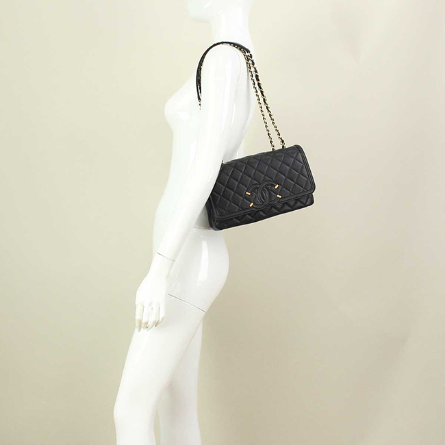 シャネル (CHANEL) チェーンショルダーフラッバッグブラック レディース  A93341