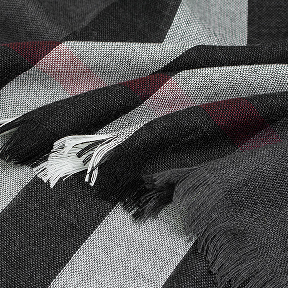 バーバリー  BURBERRY ストール カシミア混ストール チャコールグレーチェック MU TONAL LTW CK 4000328 S:AARVP 0260B CHARCOAL