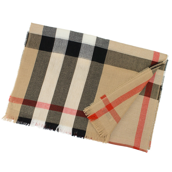 バーバリー  BURBERRY ストール カシミア混ストール キャメルチェック TONAL LTW CK 4004196 S:AARVP 2310B CAMEL